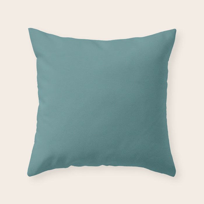 Solid Teal / Blue-Green Solid Color Throw Pillow Gallery Image 1