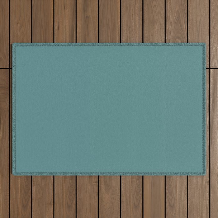 Solid Teal / Blue-Green Solid Color Outdoor Rug Gallery Image 1