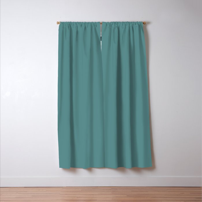 Solid Teal / Blue-Green Solid Color Window Curtain Gallery Image 3