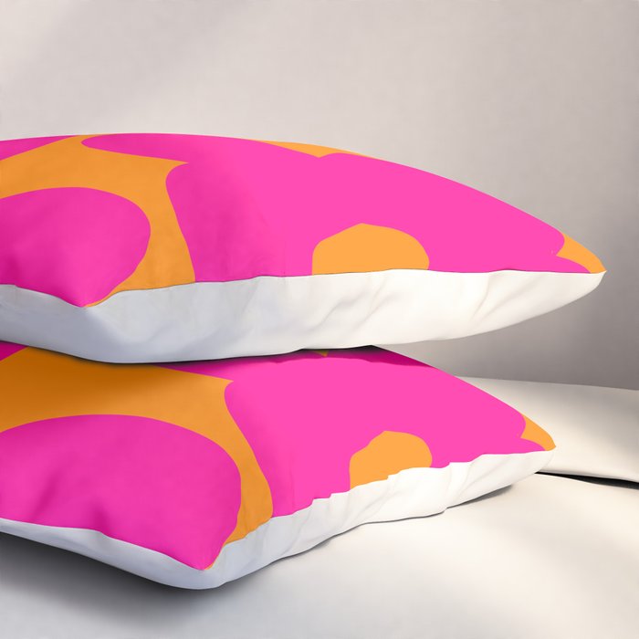 Large Retro Flowers Raspberry Red Petals Orange Background #decor #society6 #buyart  Pillow Sham Gallery Image 3