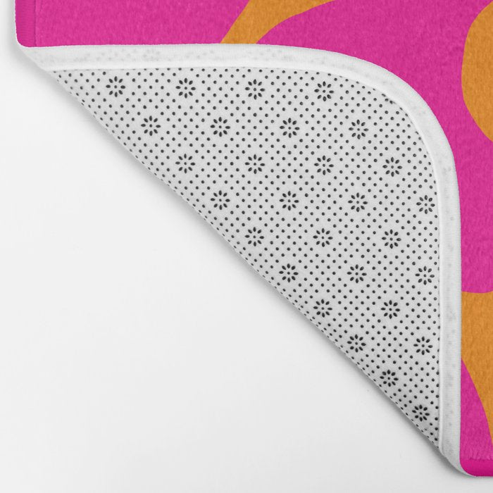 Large Retro Flowers Raspberry Red Petals Orange Background #decor #society6 #buyart  Bath Mat Gallery Image 2