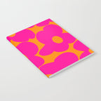 Large Retro Flowers Raspberry Red Petals Orange Background #decor #society6 #buyart  Notebook Gallery Image 2
