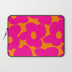 Large Retro Flowers Raspberry Red Petals Orange Background #decor #society6 #buyart  Laptop Sleeve Gallery Image 1