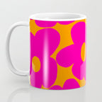 Large Retro Flowers Raspberry Red Petals Orange Background #decor #society6 #buyart  Coffee Mug Gallery Image 3