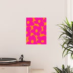 Large Retro Flowers Raspberry Red Petals Orange Background #decor #society6 #buyart  Poster Gallery Image 2