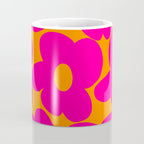 Large Retro Flowers Raspberry Red Petals Orange Background #decor #society6 #buyart  Coffee Mug Gallery Image 4