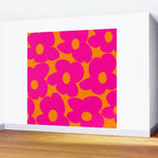 Large Retro Flowers Raspberry Red Petals Orange Background #decor #society6 #buyart  Wall Mural Gallery Image 2