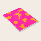 Large Retro Flowers Raspberry Red Petals Orange Background #decor #society6 #buyart  Notebook Gallery Image 3