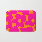 Large Retro Flowers Raspberry Red Petals Orange Background #decor #society6 #buyart  Bath Mat Gallery Image 1