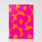 Large Retro Flowers Raspberry Red Petals Orange Background #decor #society6 #buyart  Stationery Card Gallery Image 2