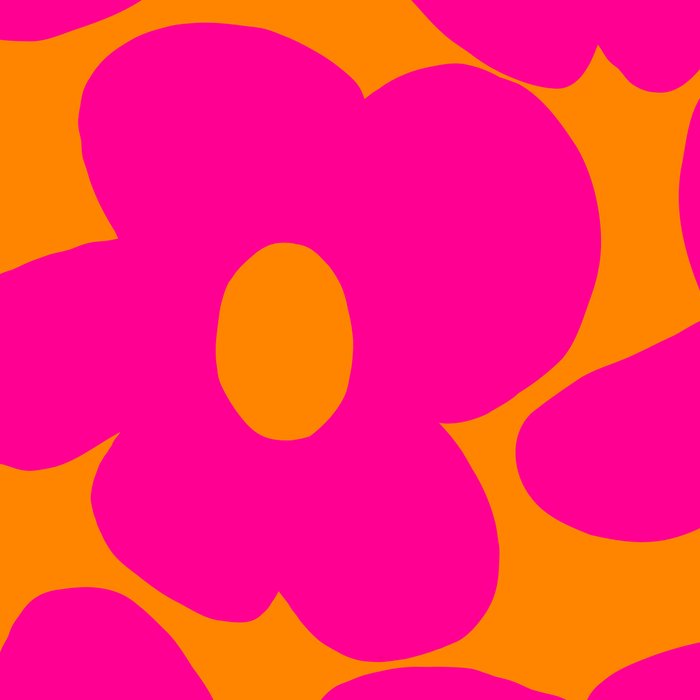 Large Retro Flowers Raspberry Red Petals Orange Background #decor #society6 #buyart  Coffee Mug Gallery Image 2