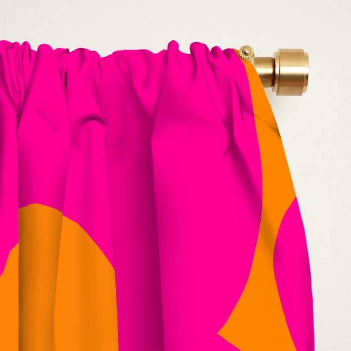 Large Retro Flowers Raspberry Red Petals Orange Background #decor #society6 #buyart  Window Curtain Gallery Image 2