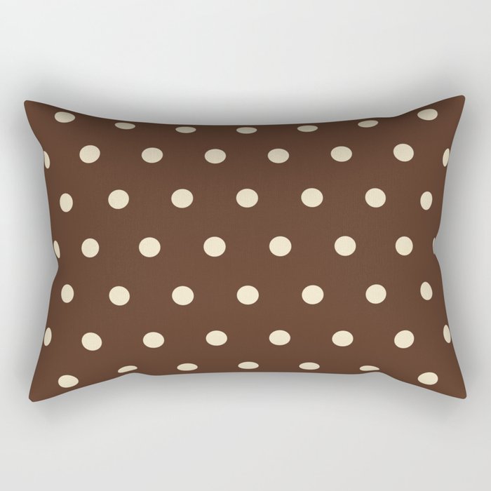 Vintage polka dots baroque brown & cream Rectangular Pillow Gallery Image 2