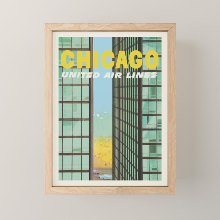 Chicago Vintage Travel Poster, 1950 Mini Art Print Gallery Image 1