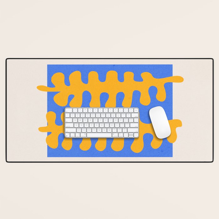 Royal Blue & Supernova: Matisse Paper Leaf Cutouts 02 Desk Mat Gallery Image 1