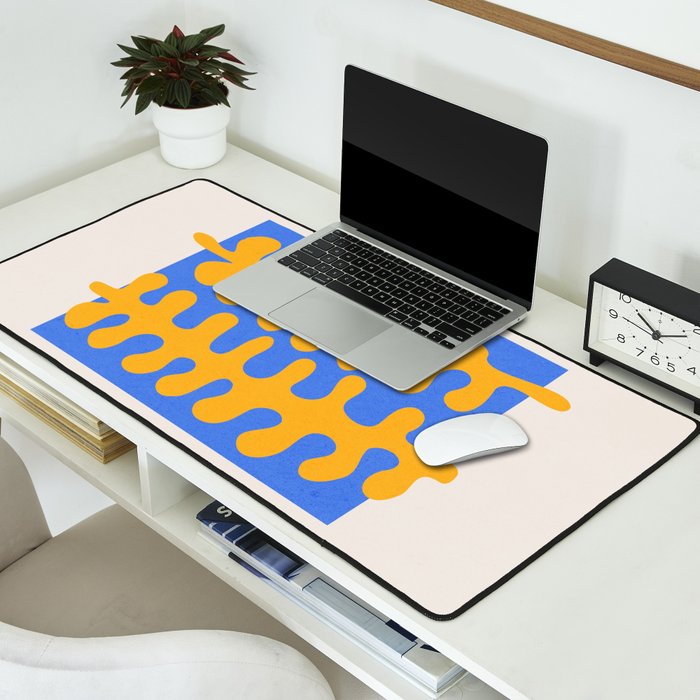 Royal Blue & Supernova: Matisse Paper Leaf Cutouts 02 Desk Mat Gallery Image 2