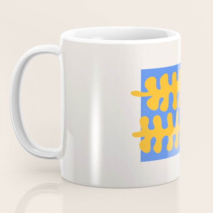 Royal Blue & Supernova: Matisse Paper Leaf Cutouts 02 Coffee Mug Gallery Image 3