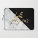 Hello Gorgeous, Meme, Marble and Black Laptop Sleeve Gallery Image 1