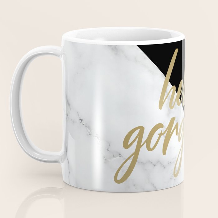 Hello Gorgeous, Meme, Marble and Black Coffee Mug Gallery Image 3