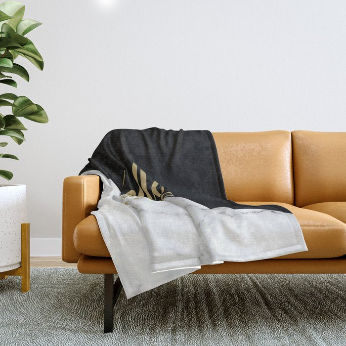 Hello Gorgeous, Meme, Marble and Black Throw Blanket Gallery Image 1