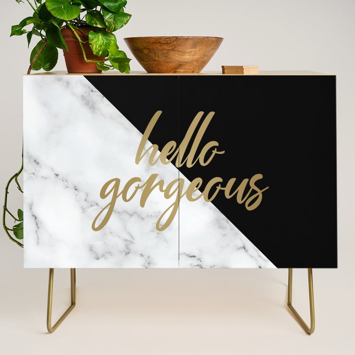 Hello Gorgeous, Meme, Marble and Black Credenza Gallery Image 1