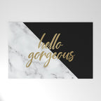 Hello Gorgeous, Meme, Marble and Black Welcome Mat Gallery Image 1