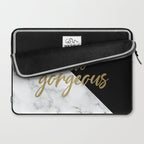 Hello Gorgeous, Meme, Marble and Black Laptop Sleeve Gallery Image 2