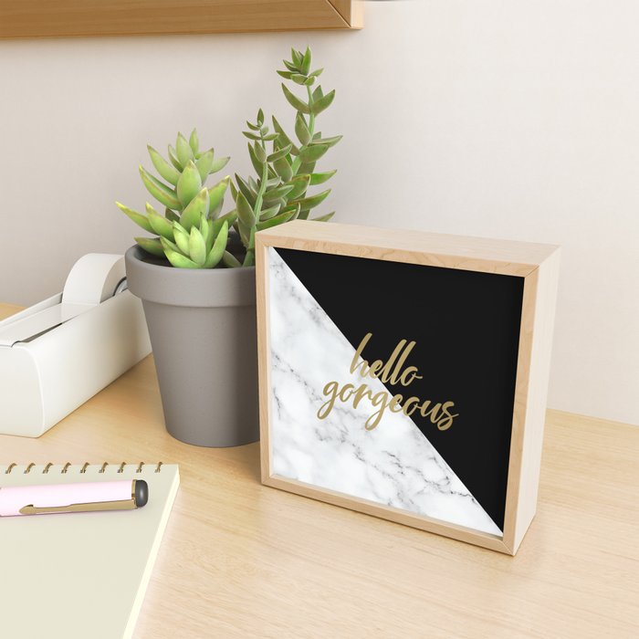 Hello Gorgeous, Meme, Marble and Black Mini Art Print Gallery Image 2