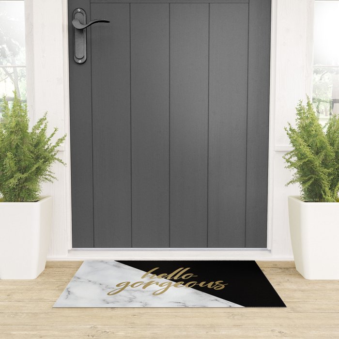 Hello Gorgeous, Meme, Marble and Black Welcome Mat Gallery Image 3