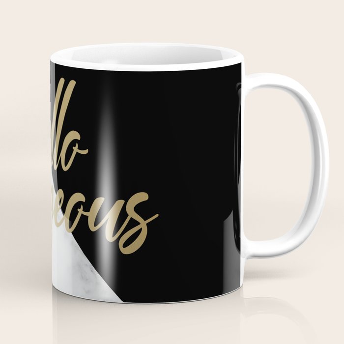 Hello Gorgeous, Meme, Marble and Black Coffee Mug Gallery Image 1