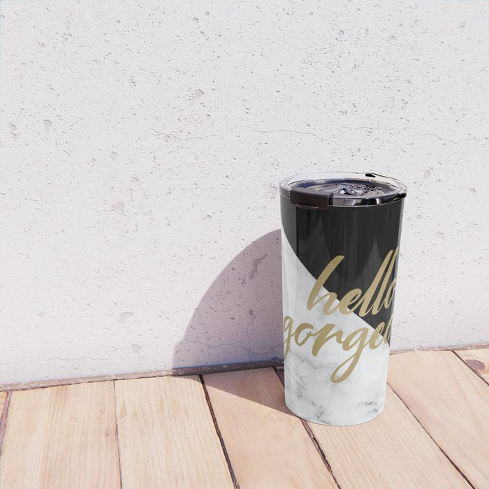 Hello Gorgeous, Meme, Marble and Black Travel Mug Gallery Image 4