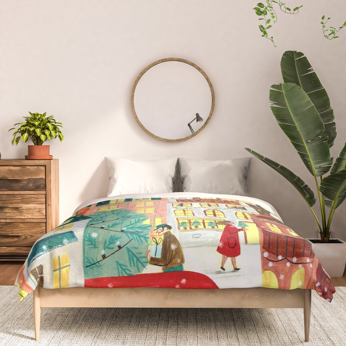 London city lights in the snow Comforter Gallery Image 3