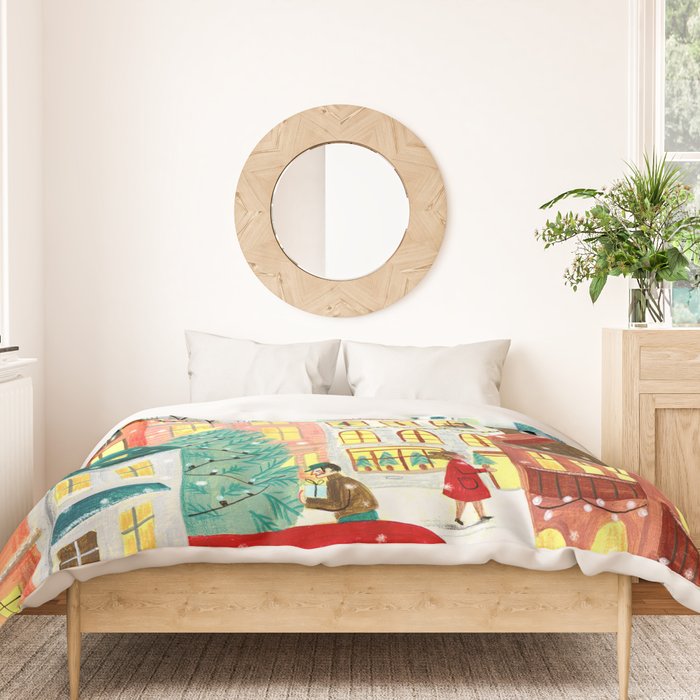 London city lights in the snow Duvet Cover Gallery Image 3