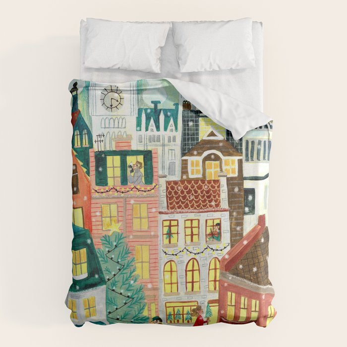 London city lights in the snow Duvet Cover Gallery Image 6