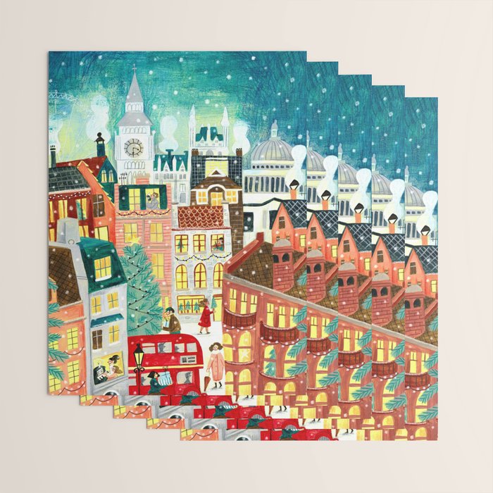 London city lights in the snow Wrapping Paper Gallery Image 3