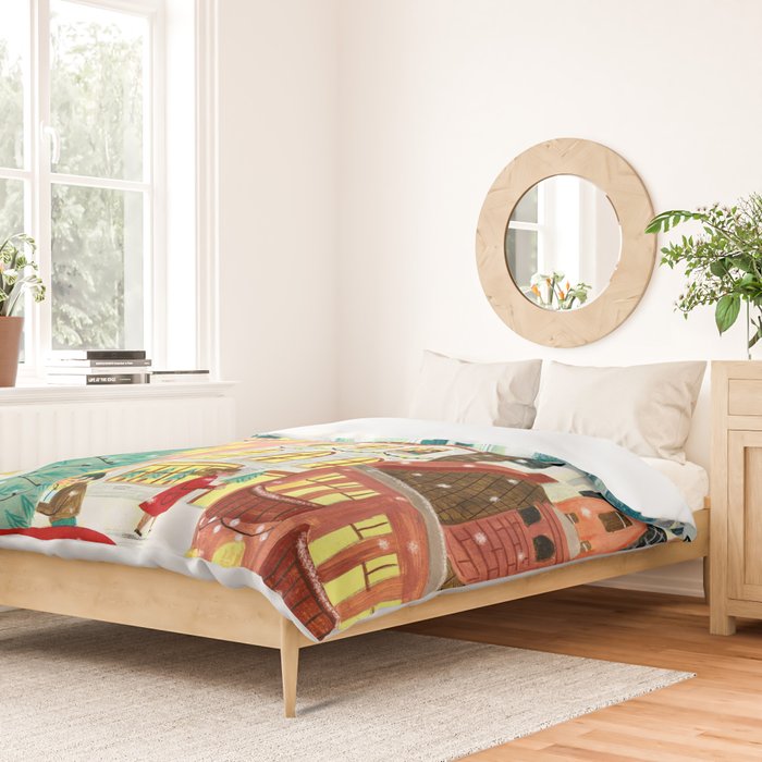 London city lights in the snow Duvet Cover Gallery Image 2