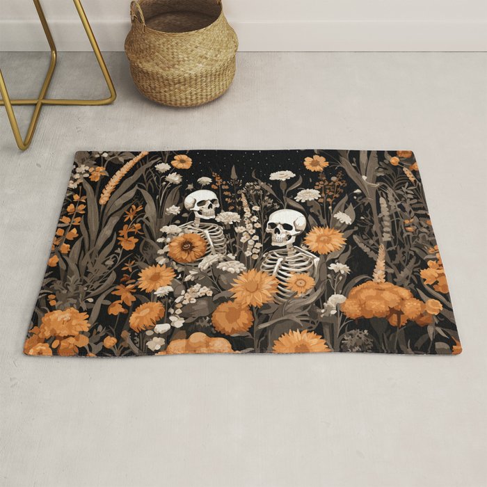Bones and Blooms Skeleton Art Rug Gallery Image 1