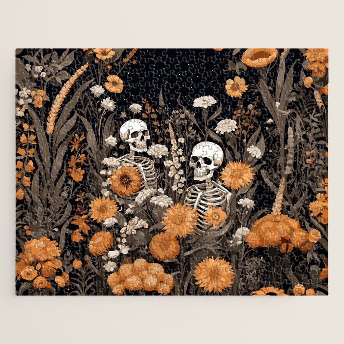 Bones and Blooms Skeleton Art Jigsaw Puzzle Gallery Image 1