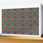 Victorian Carnation in Moody Red and Blue Wall Mural Gallery Image 2