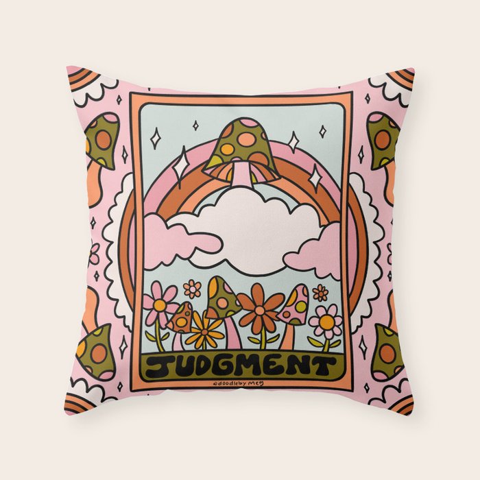 20. Judgment Tarot Mushroom Throw Pillow Gallery Image 6