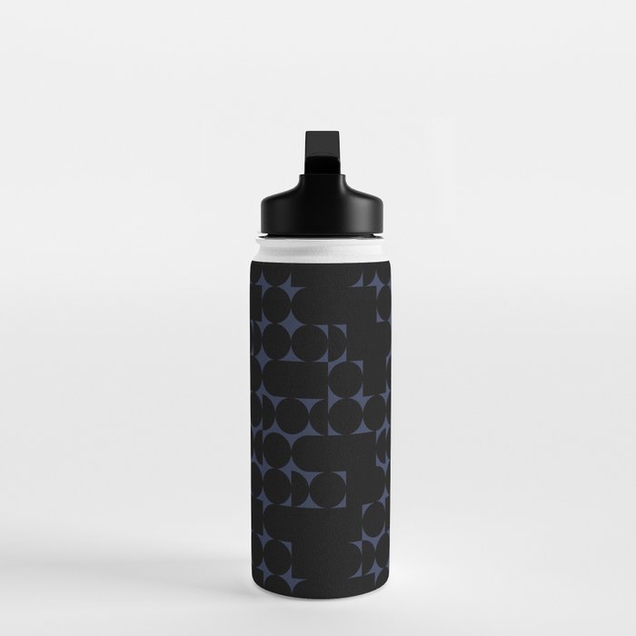 Midcentury modern geometric 01 black Water Bottle Gallery Image 3