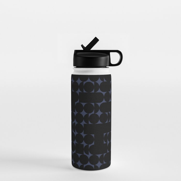 Midcentury modern geometric 01 black Water Bottle Gallery Image 1