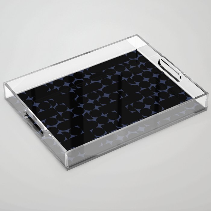 Midcentury modern geometric 01 black Acrylic Tray Gallery Image 1