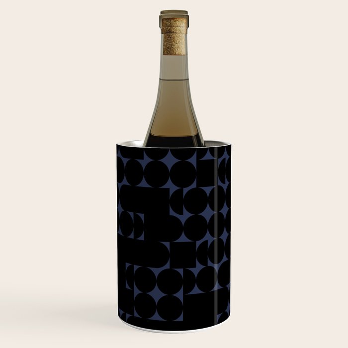 Midcentury modern geometric 01 black Wine Chiller Gallery Image 3