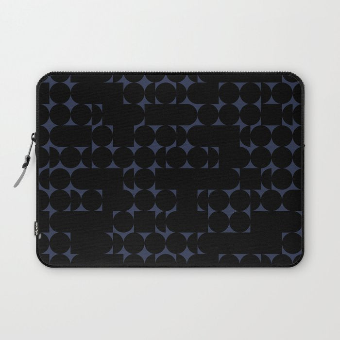 Midcentury Modern Geometric 01 Black Laptop Sleeve
