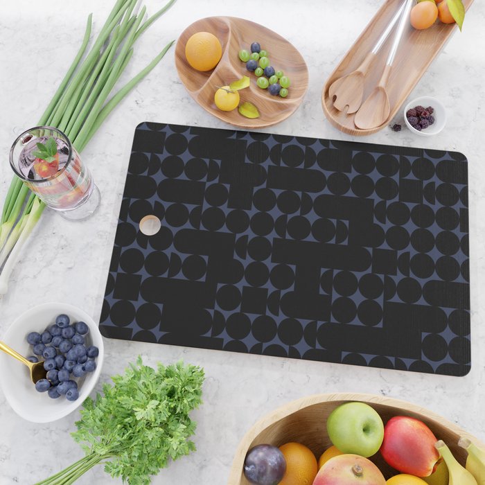 Midcentury modern geometric 01 black Cutting Board Gallery Image 2