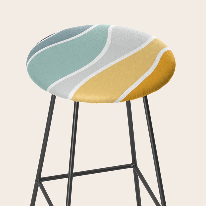 Colorful summery retro style waves Stool Gallery Image 2