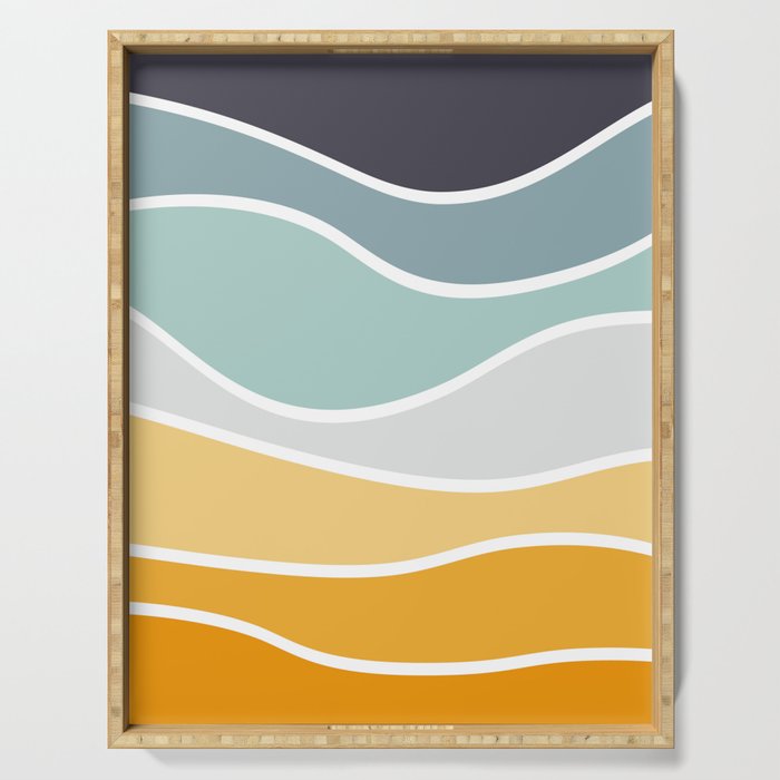 Colorful summery retro style waves Serving Tray Gallery Image 1