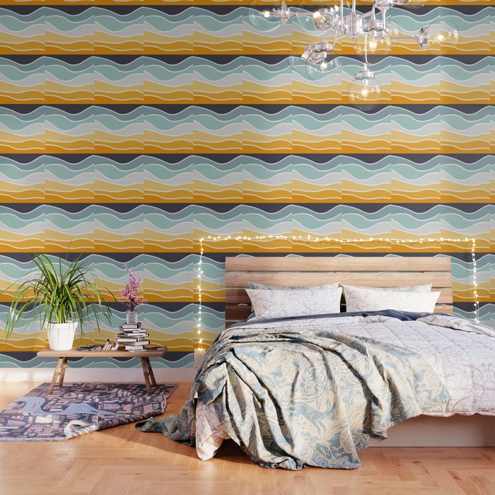 Colorful summery retro style waves Wallpaper Gallery Image 1