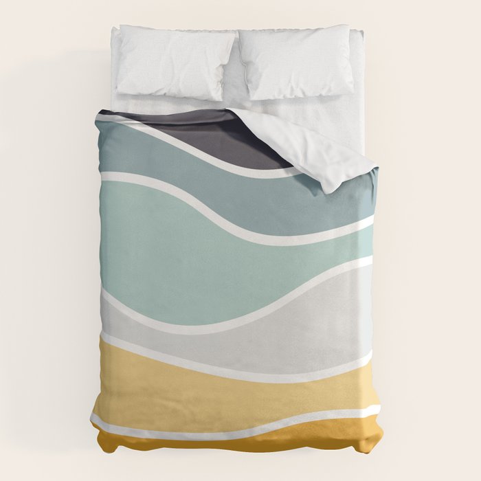 Colorful summery retro style waves Duvet Cover Gallery Image 6